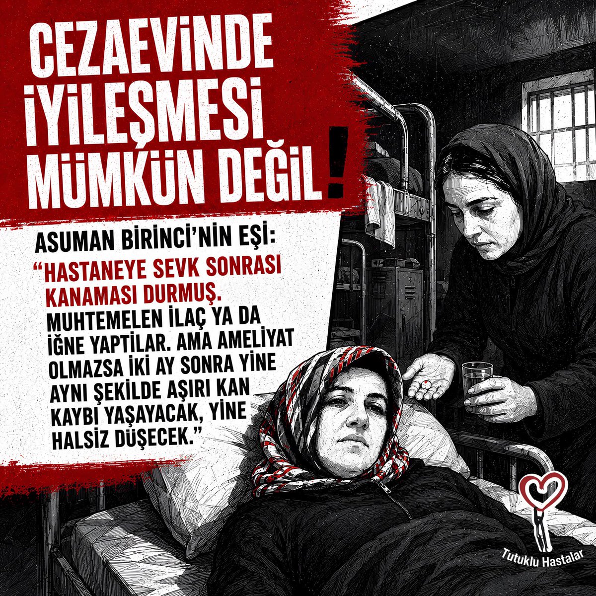 naftalanjaa's tweet photo. Geciken sevkler, aksayan kontroller ve ağırlaşan sağlık sorunları… Asuman Birinci için zaman hayati önem taşıyor. 

AsumanBirinciye TedaviHakkı https://t.co/ejPK0tK5Ab