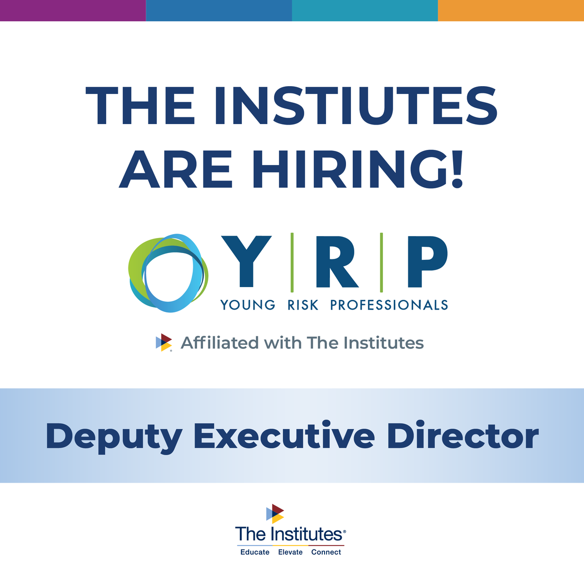 TheInstitutes_'s tweet photo. Following our recent announcement that YRP - Young Risk Professionals National has affiliated with The Institutes, we are pleased to share that we are seeking a Deputy Executive Director to lead this growing organization. https://t.co/0fzjvLx3ea 

#TheInstitutes https://t.co/DSe7ld9cCg