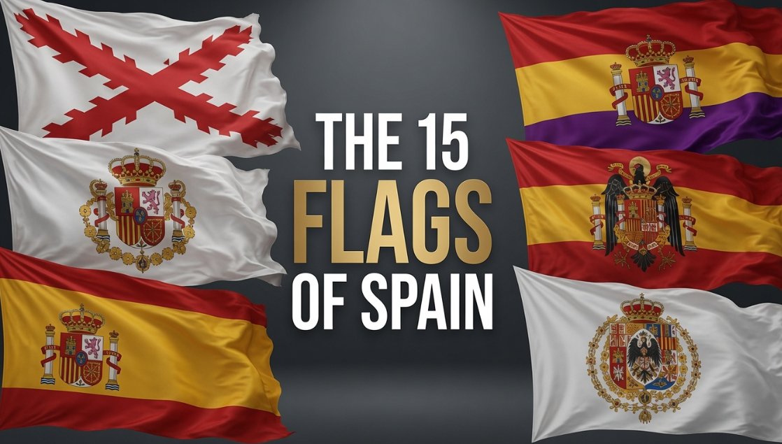 theiaincameron's tweet photo. THE 15 FLAGS OF WORLD CUP WINNERS SPAIN

Spain’s flag has changed a LOT through the centuries. Through wars, revolutions, royal restorations, and dictatorship.

Here’s what the flags meant, and why each one was replaced with a new one. Buckle up.

1/n https://t.co/uo4EnEFDvt