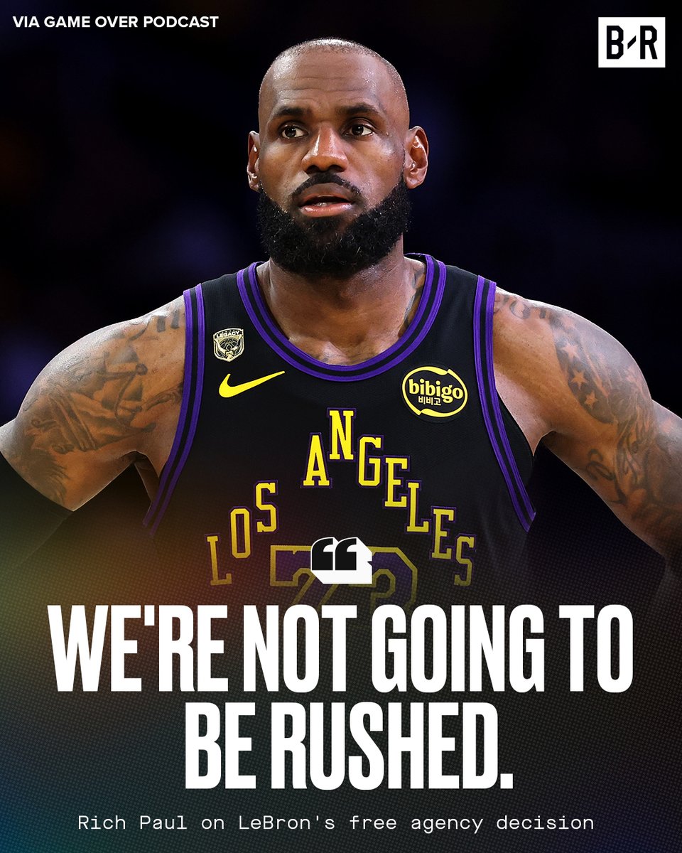 BleacherReport's tweet photo. Rich Paul gives insight on LeBron’s anticipated free agency decision ⏳👀

"We're not going to be rushed. ... He has a choice to make. He has a business choice to make. ... I don't know when his choice is going to be made, but it could be 48 seconds [from now]. It could be 48 minutes. I don't know."

(via Game Over Podcast)