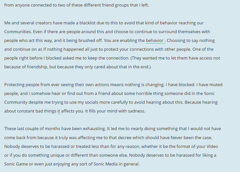 LapisTheWolf's tweet photo. It's alot to read. But, this is super important. It needs to be talked about. There genuinely needs to be a change in the Sonic Community. https://t.co/bciTrUBkVg