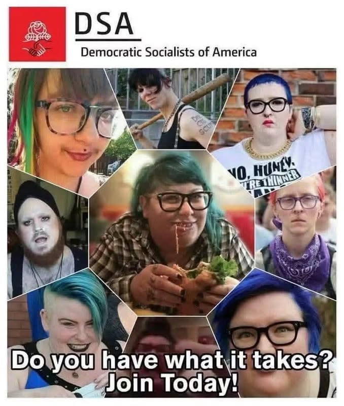 RYboating's tweet photo. The DSA is recruiting! 😂😂😂
Normal people need not apply!🙄

Seriously tho', these people are scary as hell! 😉

What they have planned for the USA cannot be allowed to happen! https://t.co/c2xRXDVtZZ