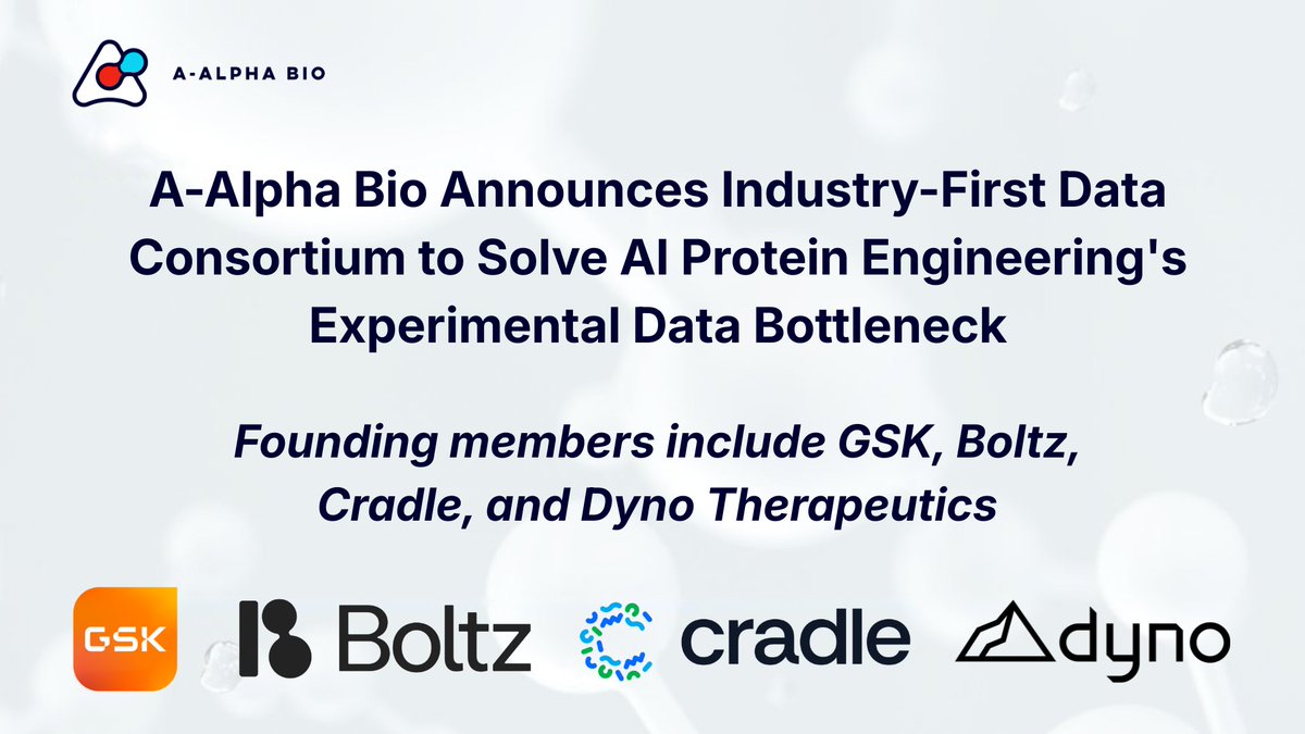 GabriCorso's tweet photo. Happy to share that @boltz_bio is a founding member of a new data consortium organised by @AAlphaBio, alongside @GSK, @cradlebio, and @Dyno_Tx! https://t.co/2CcUBkuN5N