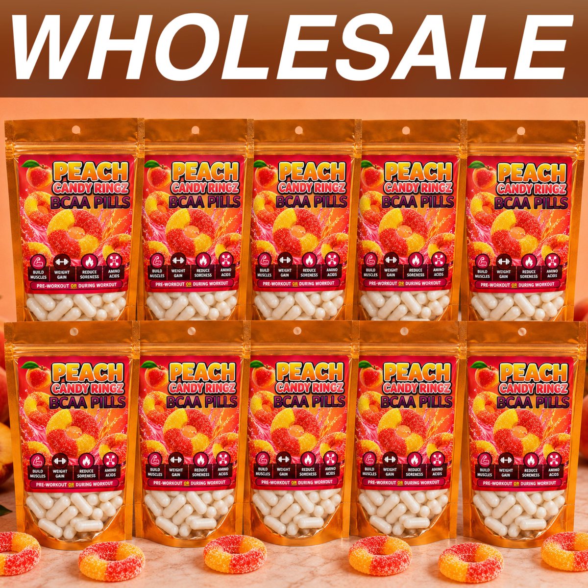 Variety4Sale's tweet photo. Check out WHOLESALE Variety4Sales Peach Candy Ringz BCAA Capsules + MACA – Workout Support https://t.co/JAk8ZlfLFe 

#sidehustle #extraincome #hiring #byob #beyourownboss #tricks #money #extramoney #sidehustle #selfemployed #supportlocal #help #wholesale #startabusiness #business https://t.co/q3FfQBcgDY