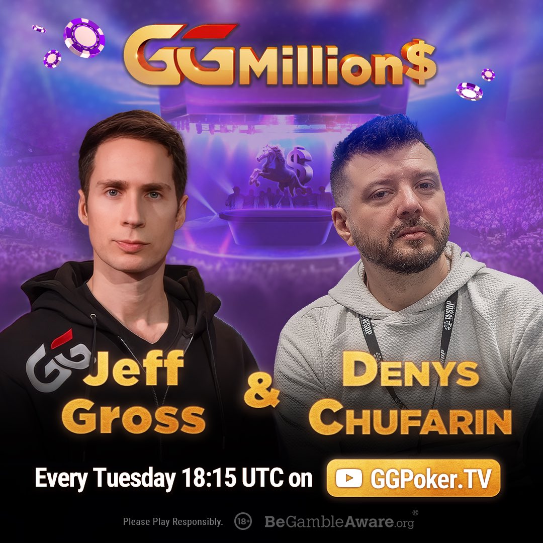 JeffGrossPoker's tweet photo. The GGMillion$ Final Table is set!

Simon Beckmann leads a stacked final table with 73 BB, while 8 others chase him down as they all hunt the $303,531 top prize.

💰 $303,531 up top
🎙️ @DenysChufarin & I on the mic!
🎥 LIVE Mon, July 21 — Pregame 18:15 UTC, Final Table 18:45 UTC on GGPoker TV
♠️ Don't miss it.

#GGPoker #GGMillions