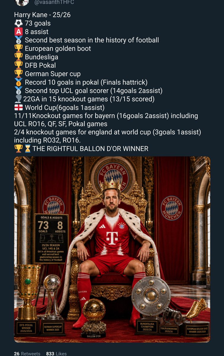 vasanthTHFC's tweet photo. @ChampionsLeague @ballondor The only deserved winner https://t.co/E7dhEKadnN