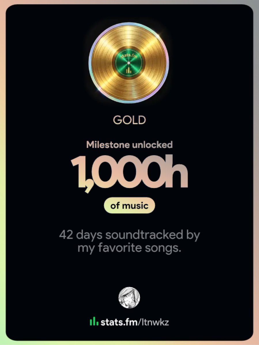ltnwkz's tweet photo. My listening milestone
Check yours on https://t.co/2MG5e9MEe7 #statsfm https://t.co/cWVPRHJkPQ