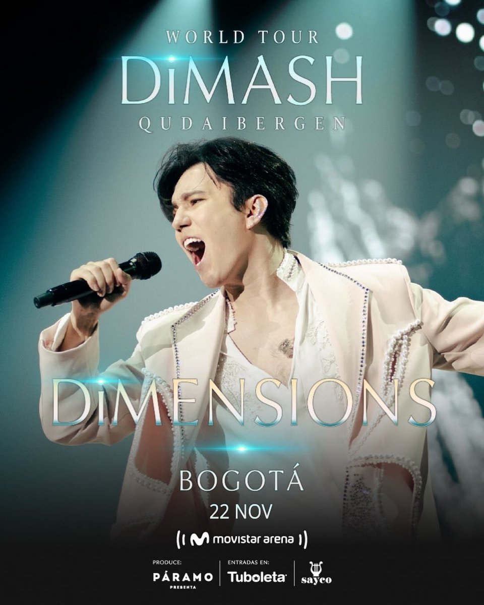 DimashPeru's tweet photo. 2️⃣ en cuatro ciudades de México, así como en las capitales de Colombia y Chile.

Dimash revelará nuevas dimensiones de sonido y luz para el público de Latinoamérica, llevando a sus fans a un viaje musical inolvidable a través del nuevo programa de conciertos DiMENSIONS. https://t.co/Iyy5DbtpnQ