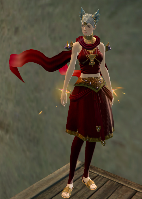 Emil_2023's tweet photo. @GuildWars2 I've been torn between the fox ears or something else. But I like this outfit, love color matching from different sets. https://t.co/Sol9ruVayk