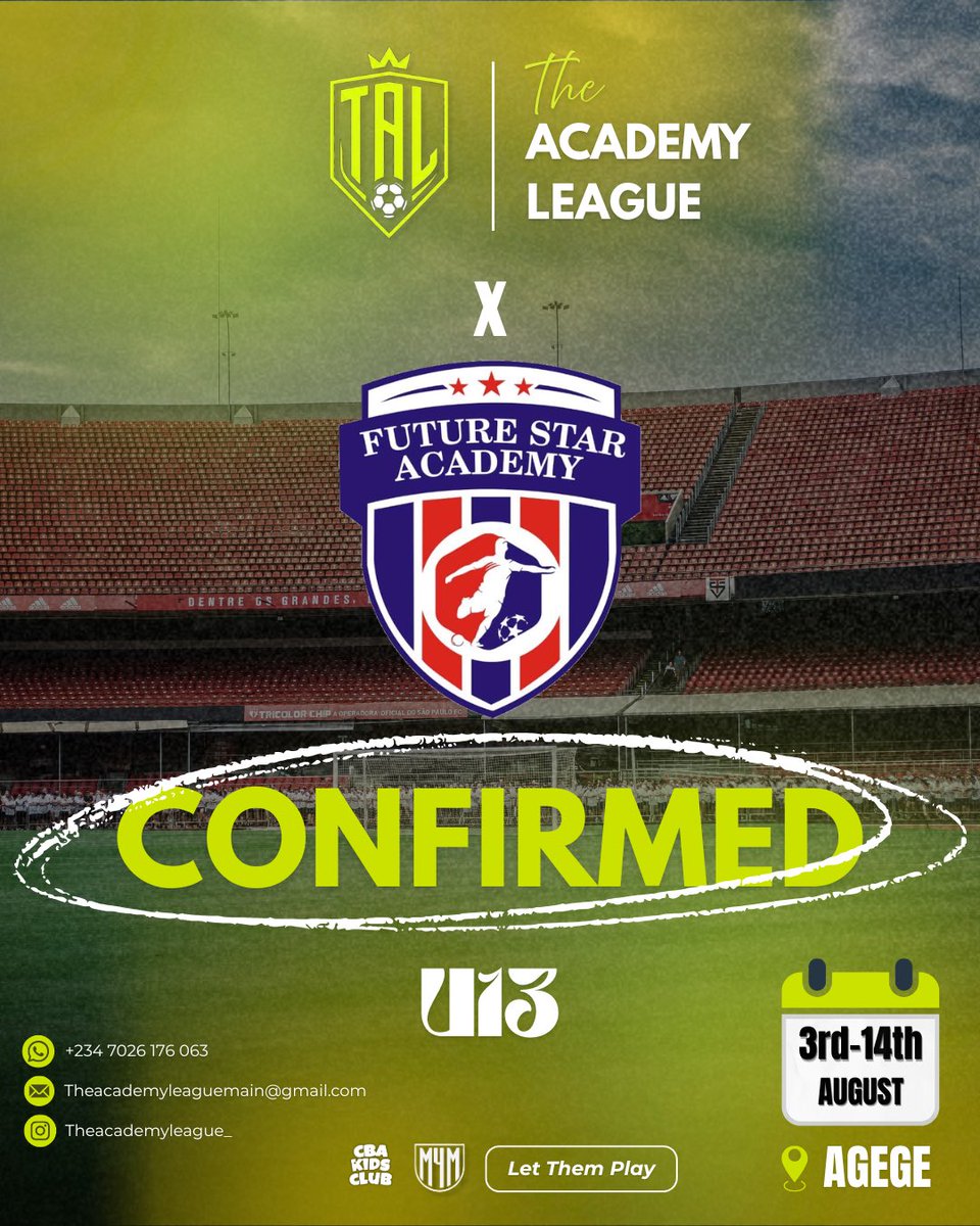 TheAcademLeague's tweet photo. 🚨 WELCOME TO TAL!

Future Star Academy is officially in.

The journey to the TAL Pre-Season Cup continues.

Who’s next? 👀

⚽ Let Them Play.
⭐ Future Stars Play Here. https://t.co/Cwx0FyVYD8