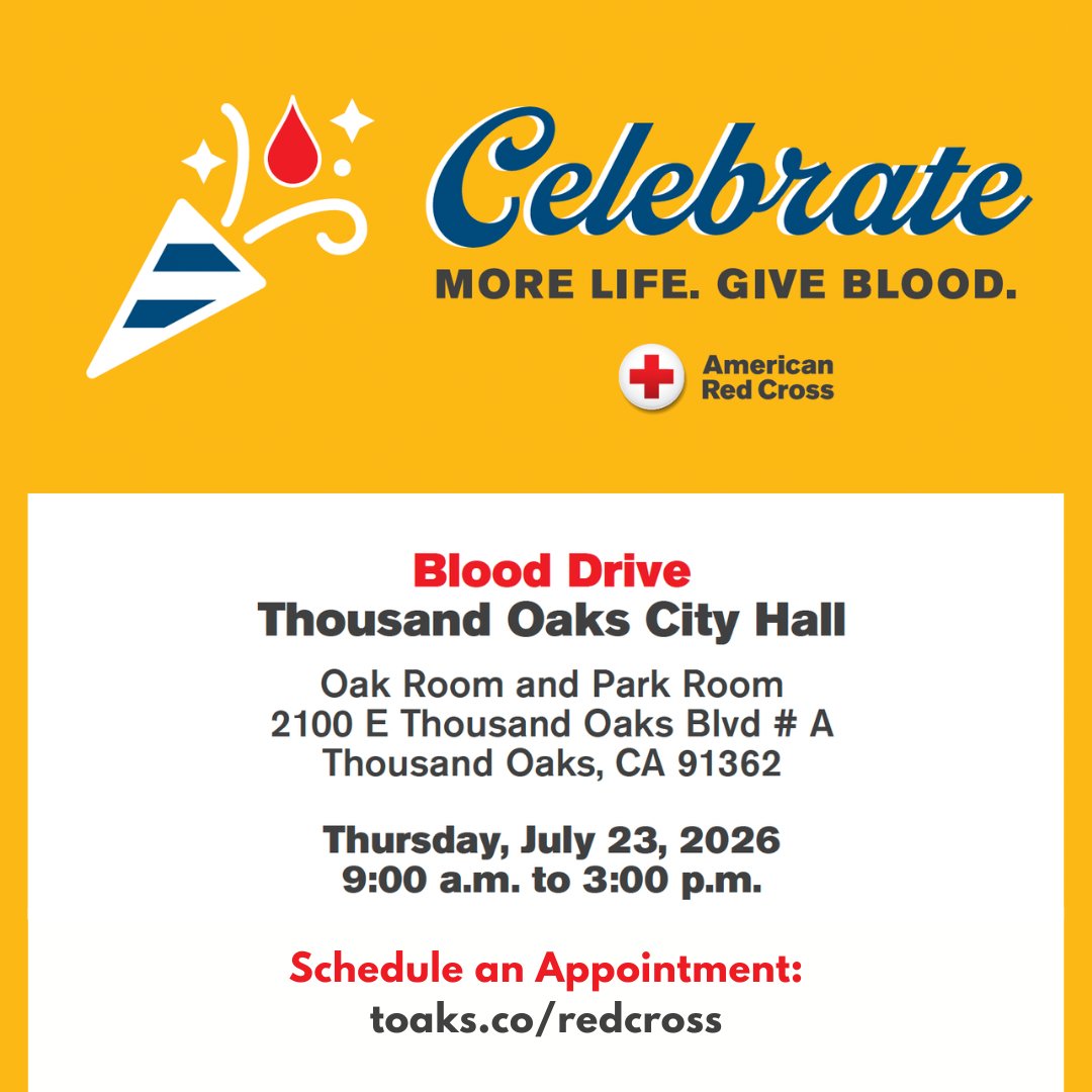 CityofTO's tweet photo. Open to the public! 📢

The City is hosting a Blood Drive this Thursday, July 23, 2026, in partnership with the American Red Cross. 

🗓️ Schedule your appointment today at https://t.co/fcgCTDjtho. https://t.co/nfwJviSaJp