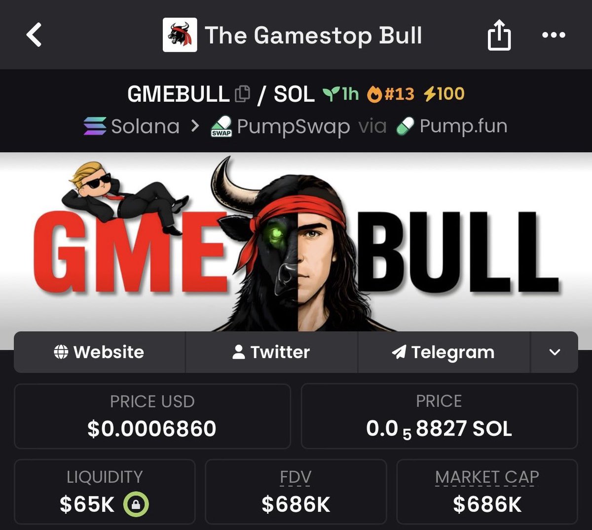 chainedgexl6i's tweet photo. My team is still holding unto $GMEBULL

WE GOT IN AT  $686k mcap 

Addy; 4tnZ57E3oWjaZKSQY1iwgqiD8ivAGk5TambivhTYpump

#GMEBULL #USDT #binance #cjp_पार्टी #memecoins #solana #nft https://t.co/uWnKRM2ijC