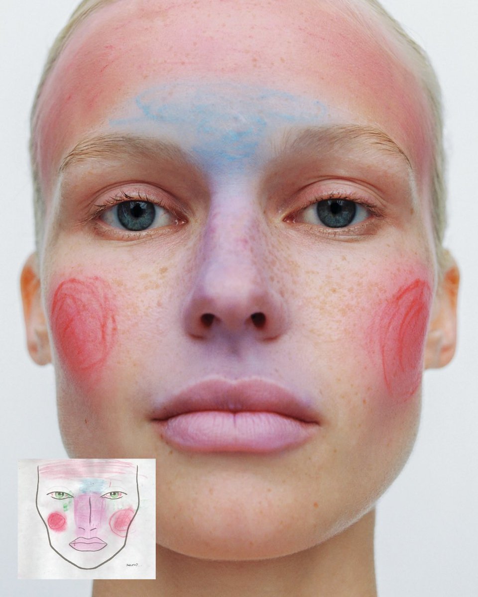 dearvotion's tweet photo. Children’s drawings on blank face templates turned into beauty looks by Tiziana Raimondo https://t.co/DSAW3138td