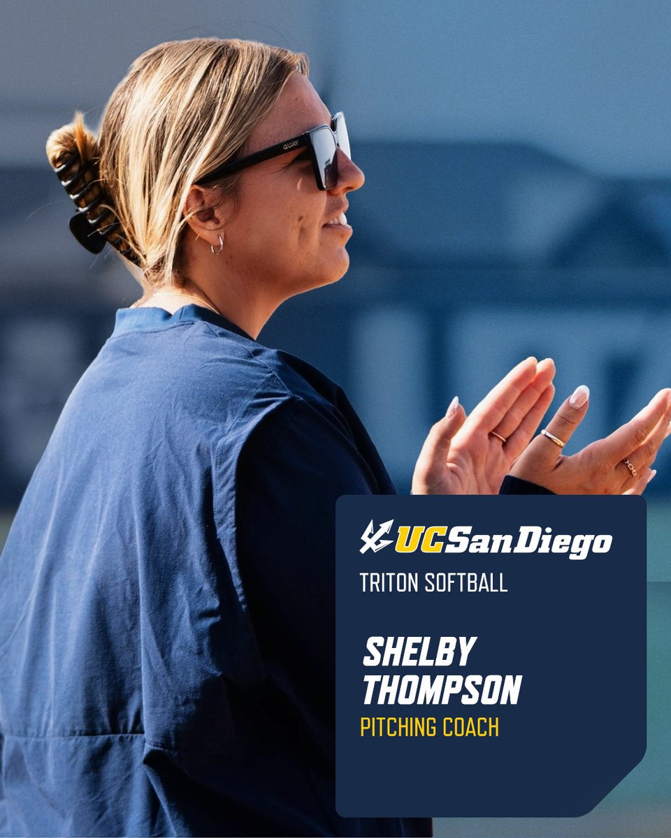 UCSDsoftball's tweet photo. Welcome back to La Jolla, Shelby! 🔱 

A former Triton in the circle is back to help lead the next chapter. Welcome home, Shelby Thompson, our new pitching coach!

#GoTritons https://t.co/m648vU8G7c