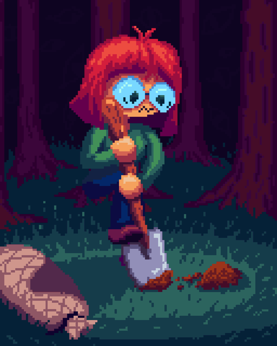 DecoFire1e's tweet photo. A pit👁️
What is she doing in the middle of the forest with a shovel???
#pixelart #art #retro #games #pixel_illustration #pixel_graphics #secret #forest #horror #atmosphere #pit https://t.co/6OjlruLt6N