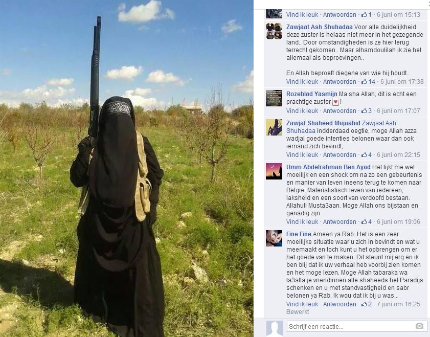 PVelleAntiJihad's tweet photo. Onlangs sprak @destandaard met Bouchra Abouallal (schuilnaam Imane in artikel). Ze zat amper 3 jaar in gevangenis en loopt terug vrij rond in onze straten. De vrouw beweert gederadicaliseerd te zijn en nooit actief lid te zijn geweest van terreurgroep IS. Het tegendeel is waar! https://t.co/f1uxUiyPR3