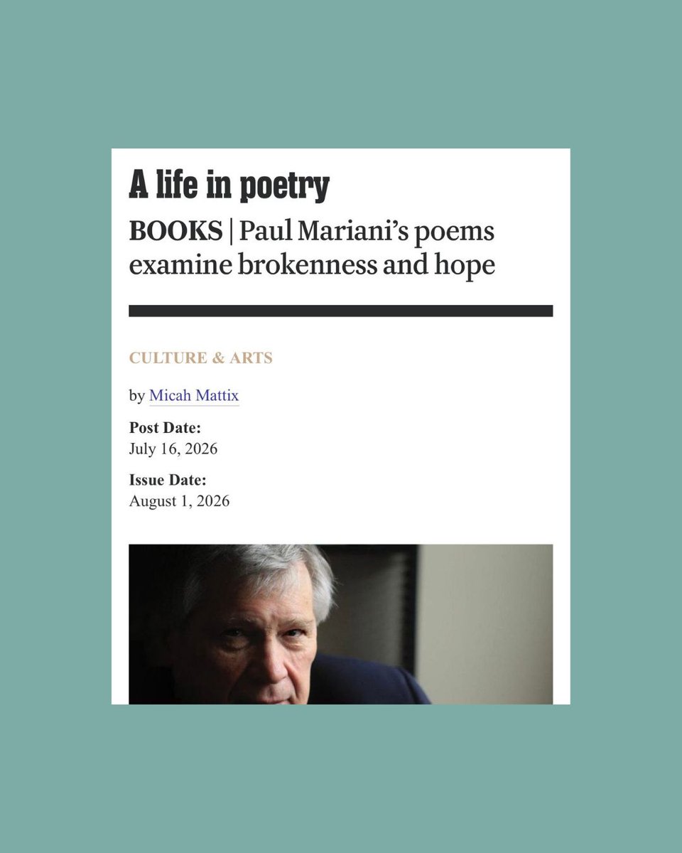 SlantBooks's tweet photo. “This may be Mariani’s best volume of poetry.” Congratulations to Paul Mariani on the publication of his tenth poetry collection, available today from Slant Books. Read the review from Micah Mattix for WORLD: https://t.co/4jC4SHeMRe