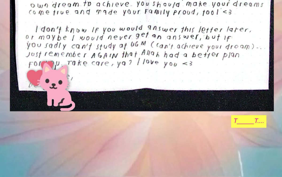 sourlail's tweet photo. NEVER clean your room at 2 AM :---) tiba-tiba nemu letter for my future self yang ditulis waktu masih AUD (shout out kepada Miss Tira) terus baca “if you can’t study at UGM remember AGAIN that Allah had a better plan for you” TRS GW NANGIS karena it hits ME https://t.co/plWpnQciuM
