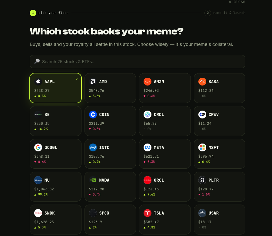 MintClubPro's tweet photo. token launching is easy these days. now it's all about riding the narrative.

rwa is huge. did you ever think we'd be trading stocks onchain?

now you can even launch a token, pair it with stock tokens on @RobinhoodApp, and earn fees in stock tokens.

only on @Bullstockfun https://t.co/A9awTrxYu9
