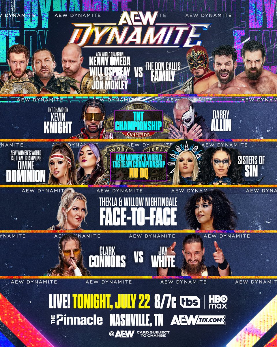 AEW's tweet photo. TONIGHT!

Tell us what part of the pre-#AEWRedemption Wednesday Night #AEWDynamite you're looking forward to the most!

Be there LIVE at 8/7c on @TBSNetwork &amp; @HBOMax, TONIGHT! https://t.co/v7pj2nZuIP