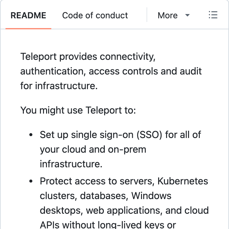the_osps's tweet photo. Teleport is an identity-aware access proxy that secures infrastructure with certificate-based authentication and unified access control. https://t.co/nkheqZUdvz