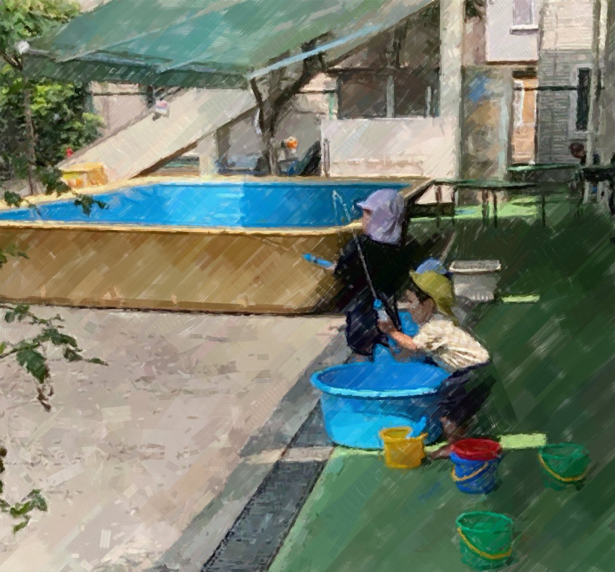 sankokg's tweet photo. 🌻サポート保育🌻
思い思いに、ゆったりと水遊び💦を楽しみます。
水鉄炮では、水の出る角度や高さを何度も試して、楽しんでいます。

#幼稚園　#入園　#水遊び https://t.co/TJEQC7F0S2