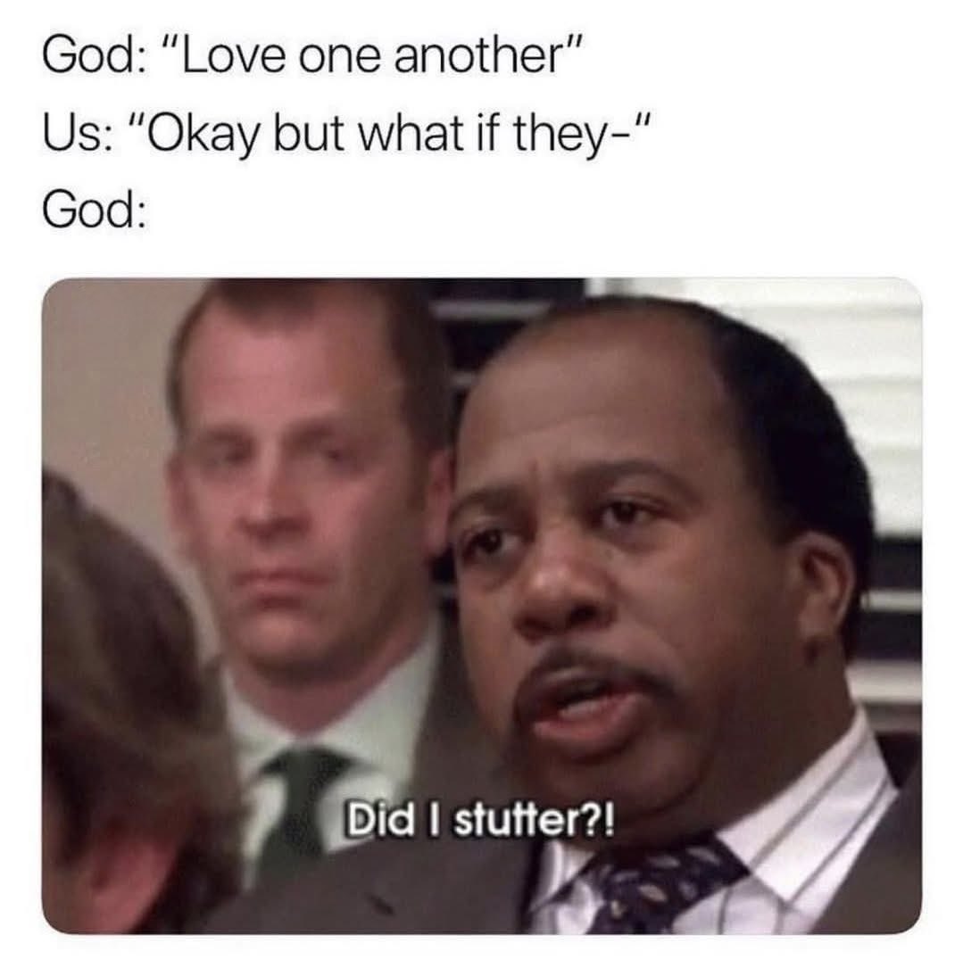 crossfielduc's tweet photo. Loving others isn’t always easy. We all have a list of “what ifs”… but Jesus keeps bringing us back to the same place: Love one another.

Thankfully, God’s love for us isn’t based on us getting it right first. That’s the grace we’re invited to share with others.

#ChurchHumor https://t.co/gmoncD6ujr