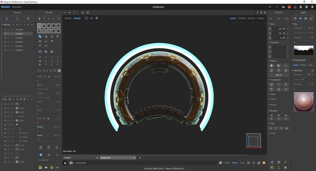 RedRenham's tweet photo. 2 new weapons since #magicacsg updated
first of them is the chakram. no much explanation needed it will slightly track towards a target, you can adjust throw angle and in a second mode it will be able to bounce off walls.
#3dart #gameart #indiedev https://t.co/Pg71PnGIqt