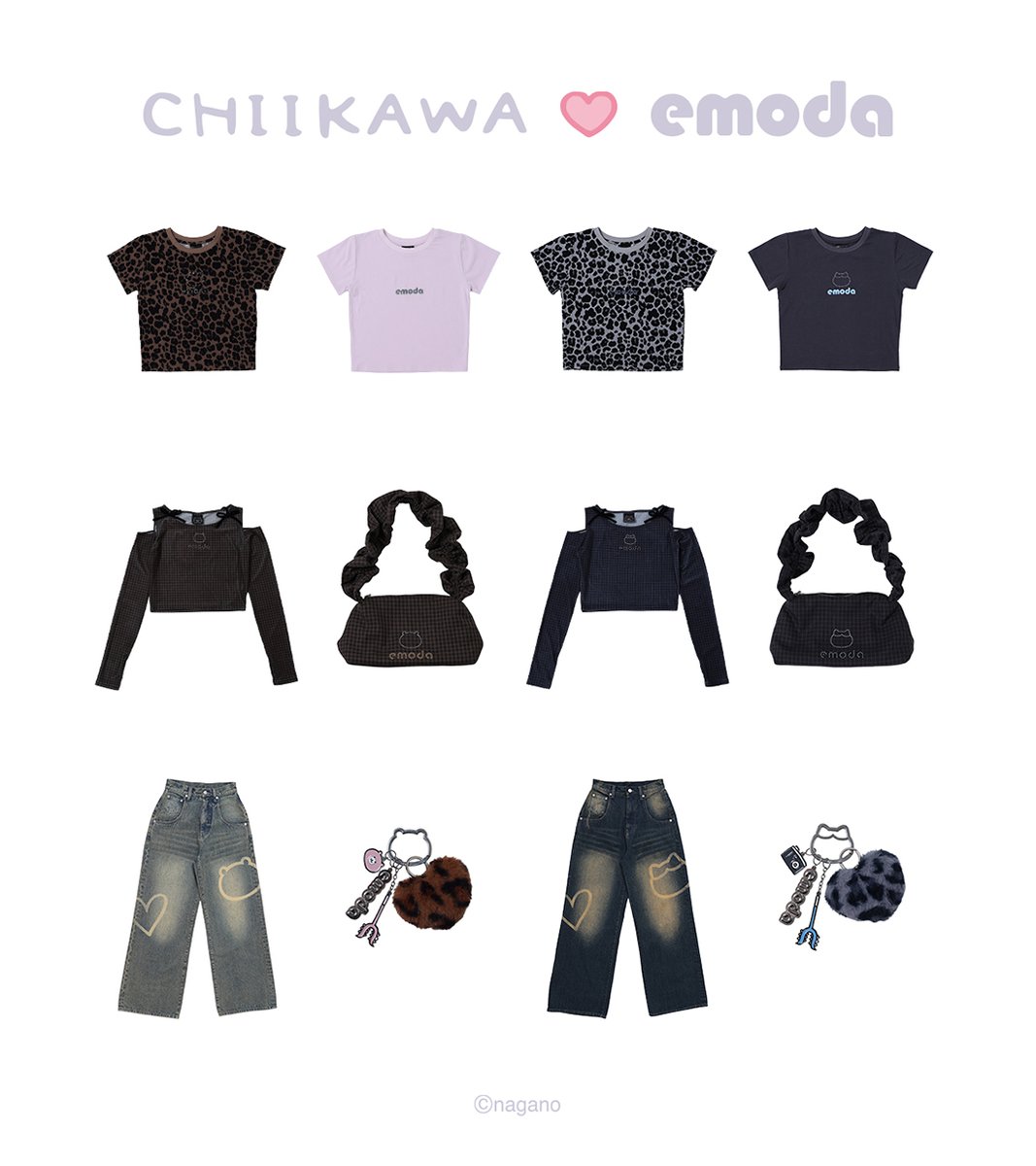 EMODA_STAFF's tweet photo. EMODA、初の『ちいかわ』アイテム発売♡

ちいかわ LINE STONE MINI T-SHIRT
ちいかわ CHOKER TOP
ちいかわ SILHOUETTE LOOSE JEANS
ちいかわ FRILL LINE STONE BAG
ちいかわ ICON CHARM STRAP

7.22 12:00~ EC先行販売
7.31 店舗発売(渋谷/新宿/池袋/名古屋/大阪/広島/福岡)

https://t.co/oWBLdp2y5y https://t.co/cC63h6shka