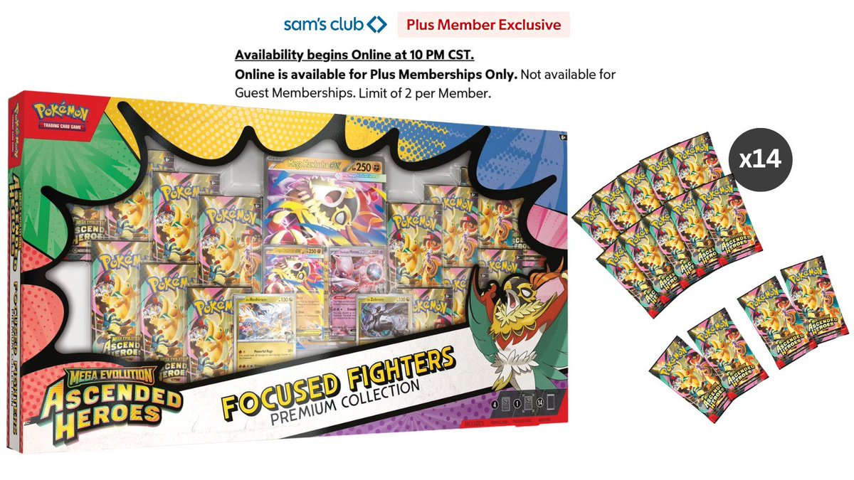pokemon card membership 30 Minutes Until Ascended Heroes Focused Fighters Premium Collection Plus Members Only Drop at Sam's Club! ✨ Required Plus Membership: https://t.co/95nqdDRxTk Ascended Heroes Collection: https://t.co/p6Y627mTGd Plus Required. Limit 2 per 🚨 DROP FULLY LOADED🚨 The