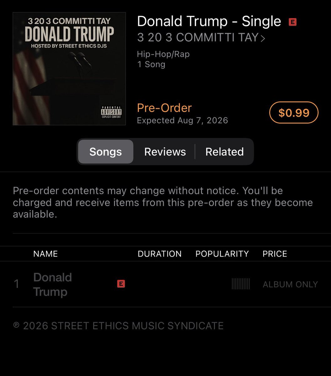 streetethics_'s tweet photo. Donald Trump - Single by 3 20 3 COMMITTI TAY Pre-Order Now
#CommittiTay #AppleMusic #Itunes
https://t.co/Hrrr3iagV0 https://t.co/U8iPOdkB6t