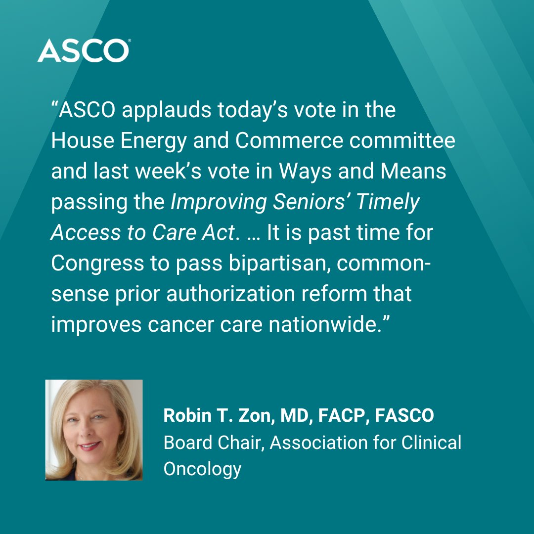 ASCO's tweet photo. 🎉 #ASCOAdvocacy applauds @WaysandMeansGOP &amp; @HouseCommerce for passing the #SeniorsAct: https://t.co/ed1qQ9XD9D 
#FixPriorAuth https://t.co/zJ6TJkCVcc
