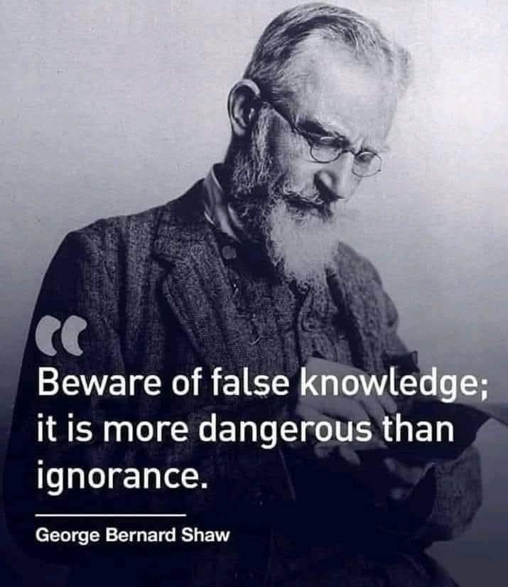 QuotesShare's tweet photo. Beware of false knowledge; it is more dangerous than ignorance. ~George Bernard Shaw
#GeorgeBernardShaw #WisdomQuotes #KnowledgeIsPower #CriticalThinking #TrueWisdom #SeekTruth #MindfulLearning #Quotes #ShareInspireQuotes https://t.co/Gl1v3ZCghD