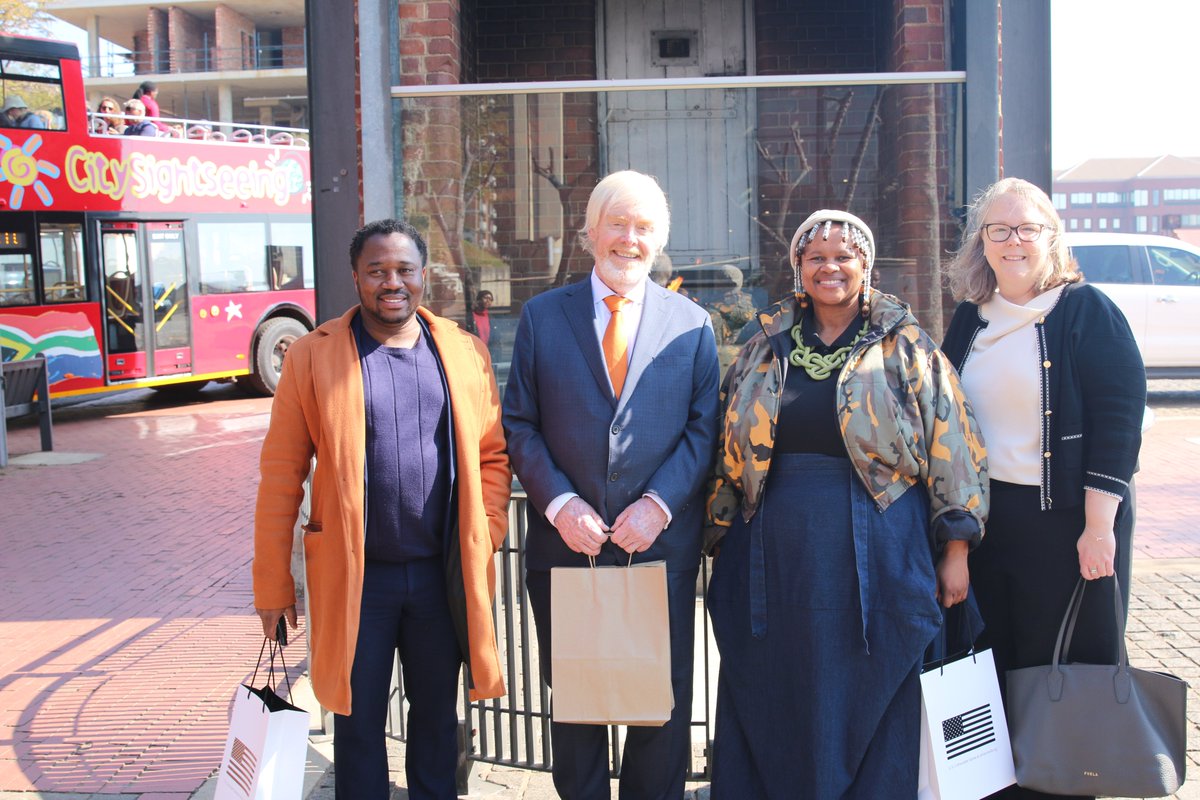 VisitConHill's tweet photo. We were honoured to host U.S. Ambassador Leo Brent Bozell III at ConHill for an immersive tour of our site & the Constitutional Court, guided by our Visitor Expert Nolubabalo Memese! 🇿🇦🇺🇸

Did you know? The U.S. Mission supports the preservation of our history in collaboration with the ConCourt Trust, helping conserve 92 historic artworks and restore the court foyer's iconic Through the Barrier installation.

Together, we honour the past to build a stronger future! #VisitConHill #MandelaMonth #USinSA #Freedom250u

📸Deborah Miloa