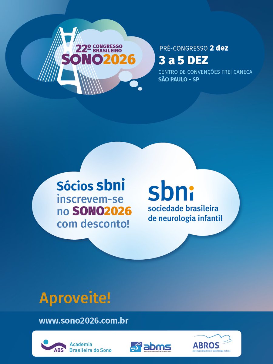 absono_'s tweet photo. O sono é um dos pilares do desenvolvimento infantil. Por isso, os especialistas da SBNI têm um encontro marcado no 22º Congresso Brasileiro do Sono.

Se você é associado(a) adimplente da SBNI, aproveite as condições especiais de inscrição .

🔗 Acesse: https://t.co/KJXtU4ZgoI https://t.co/DA4116EKRs