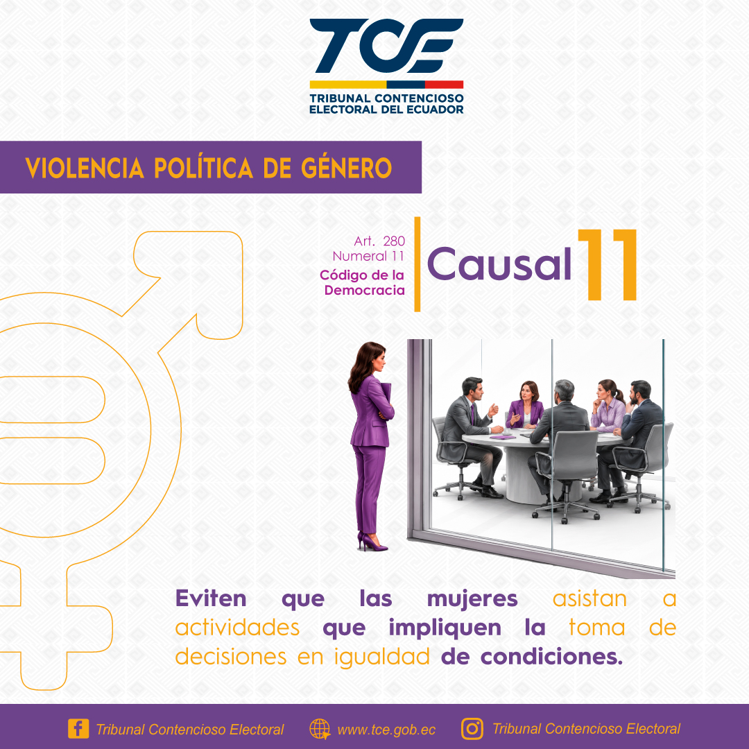 TCE_Ecuador's tweet photo. #TCEInforma | 🚺⚖️ Quienes 𝑒𝑣𝑖𝑡𝑒𝑛 𝑞𝑢𝑒 𝑙𝑎𝑠 𝑚𝑢𝑗𝑒𝑟𝑒𝑠 𝑒𝑛 𝑒𝑗𝑒𝑟𝑐𝑖𝑐𝑖𝑜 𝑑𝑒 𝑠𝑢𝑠 𝑑𝑒𝑟𝑒𝑐ℎ𝑜𝑠 𝑝𝑜𝑙í𝑡𝑖𝑐𝑜𝑠 𝑎𝑠𝑖𝑠𝑡𝑎𝑛 𝑎 𝑐𝑢𝑎𝑙𝑞𝑢𝑖𝑒𝑟 𝑎𝑐𝑡𝑖𝑣𝑖𝑑𝑎𝑑 𝑞𝑢𝑒 𝑖𝑚𝑝𝑙𝑖𝑞𝑢𝑒 𝑙𝑎 𝑡𝑜𝑚𝑎 𝑑𝑒 𝑑𝑒𝑐𝑖𝑠𝑖𝑜𝑛𝑒𝑠, incurrirán en #ViolenciaPolíticaDeGénero.
📖 Esta conducta se encuentra contemplada en el artículo 280, numeral 11, del Código de la Democracia y constituye una infracción muy grave.
👉 Infórmate, comparte este contenido y conoce más sobre la normativa electoral.
