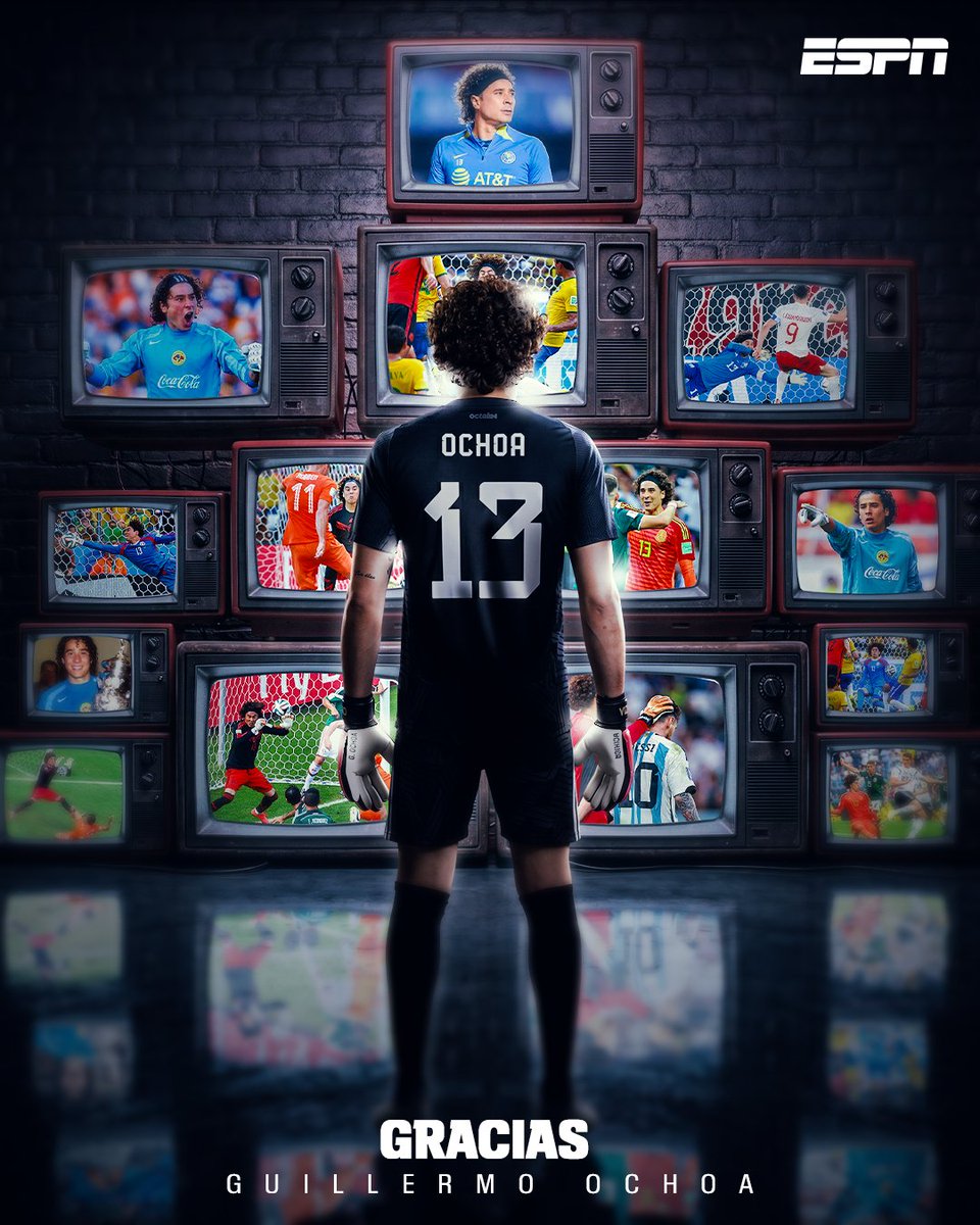 ESPNmx's tweet photo. ¡HASTA SIEMPRE, LEYENDA! 🥹 🇲🇽

Guillermo Ochoa anunció su retiro tras 22 años de carrera... 

⭐ 6 MUNDIALES
⭐ 154 partidos con Selección Mexicana 
⭐Bronce olímpico en Tokio 2020
⭐ Nations League 
⭐ 6 Copa Oro
⭐788 juegos a nivel de clubes
⭐ Campeón de Liga MX 

🥳 ¡NO MEMO, NO PARTY!