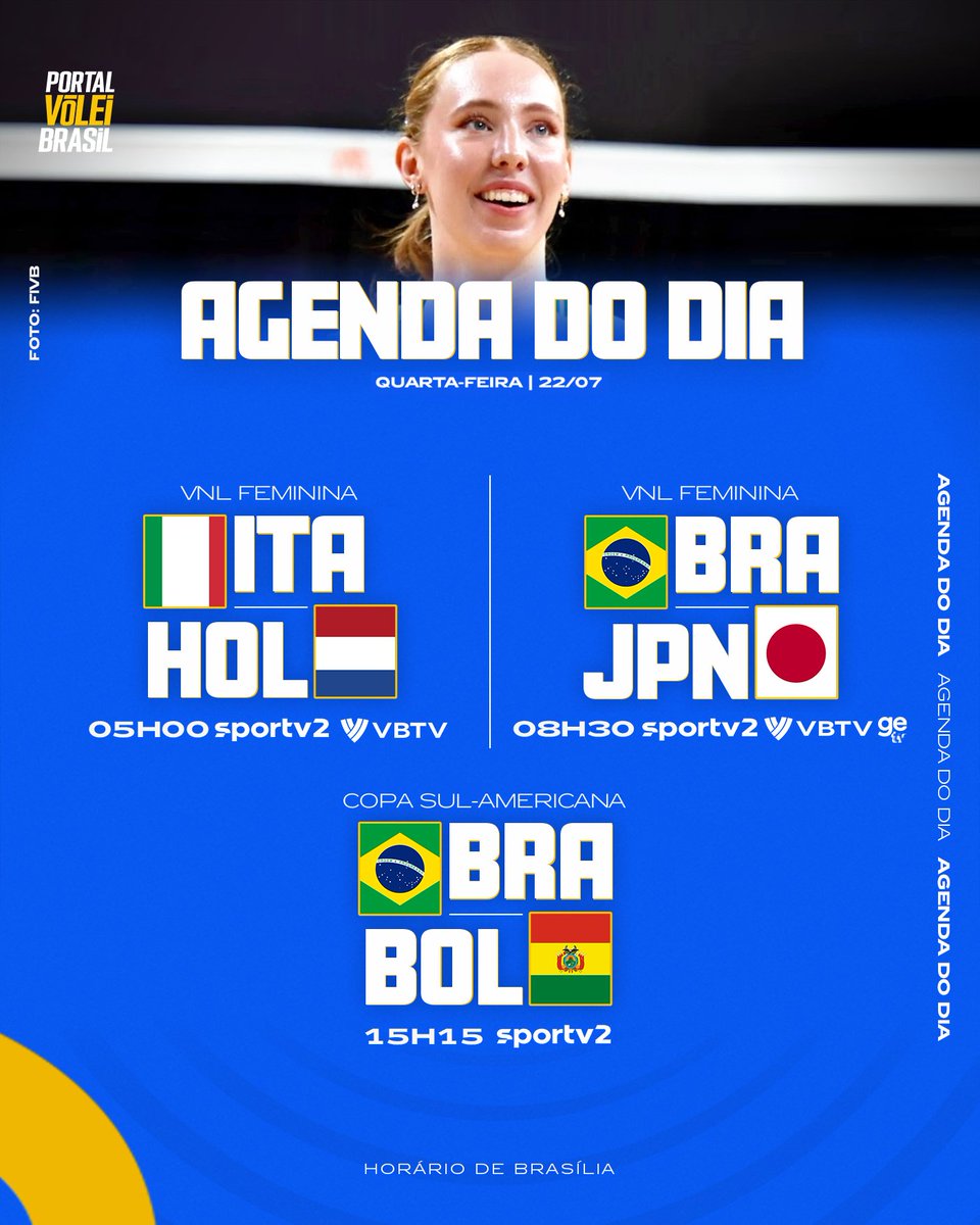 portal_volei's tweet photo. 📆 Agenda desta quarta-feira (22/07) ⬇️ https://t.co/XNhMNASeKt