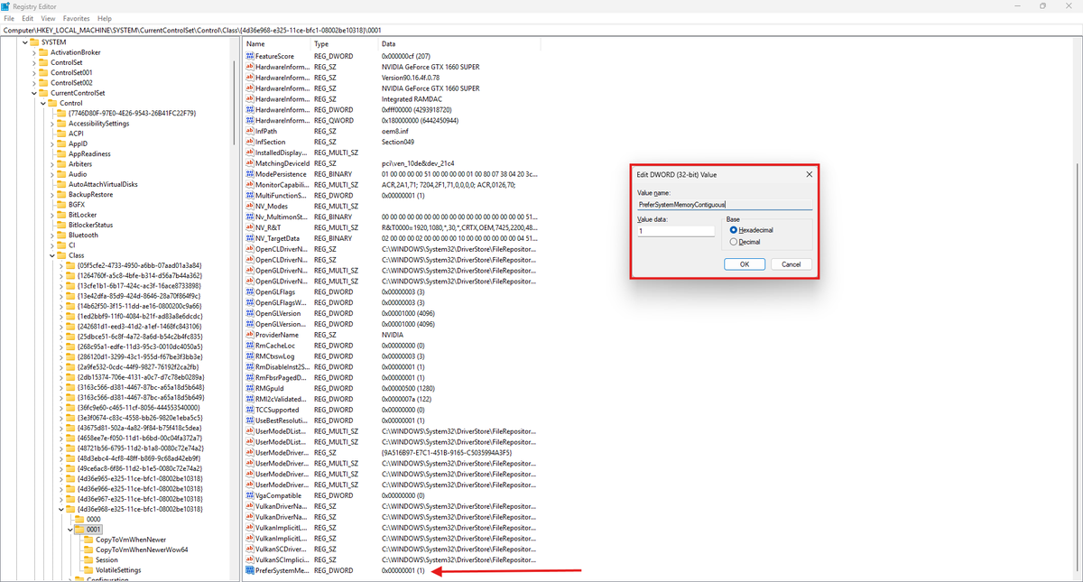 ultimatetweakk's tweet photo. 🚨 HIDDEN NVIDIA TWEAK

Most gamers don't know about this hidden NVIDIA driver setting.

It tells the driver to prefer contiguous system memory, which may improve frame consistency and reduce stuttering on some PCs.

🛠️ How to apply:
1. Press Win + R, type regedit, and press Enter.

2. Go to:
Computer\HKEY_LOCAL_MACHINE\SYSTEM\CurrentControlSet\Control\Class\{4d36e968-e325-11ce-bfc1-08002be10318}

3. Open the folder (0000, 0001, etc.) that contains your NVIDIA GPU (look for HardwareInformation.AdapterString).

4. Right-click → New → DWORD (32-bit) Value and name it: PreferSystemMemoryContiguous

5. Set the value to 1 and restart your PC.