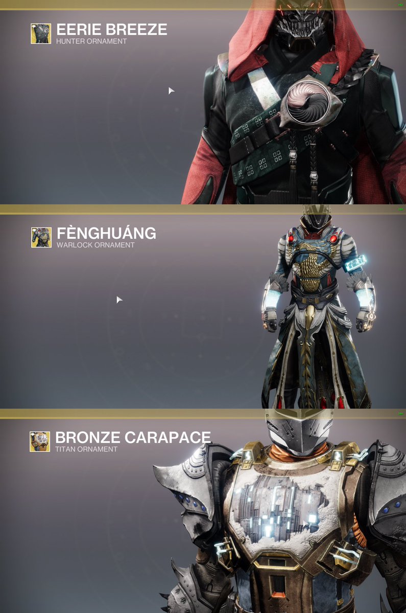 ALTRDECHO's tweet photo. I don't know who or what I am without this game. It sounds pathetic but that's the truth and sometimes truths aren't pretty nor what I want to acknowledge. I hang on to the last bit that remains, and tell you today's Eververse features a Final Warning ornament and some shaders. https://t.co/OTf496igu9