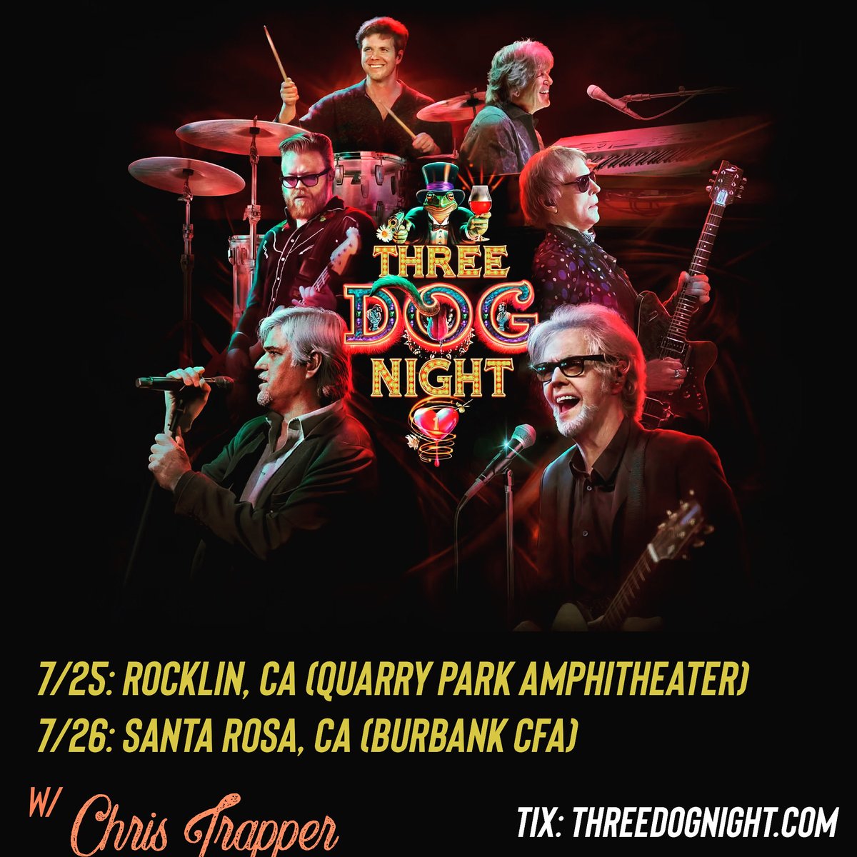 christrapper's tweet photo. Headed to Northern California with the legends Three Dog Night…come on out for an incredible night of hits and also my songs:) https://t.co/rM474GOKOW