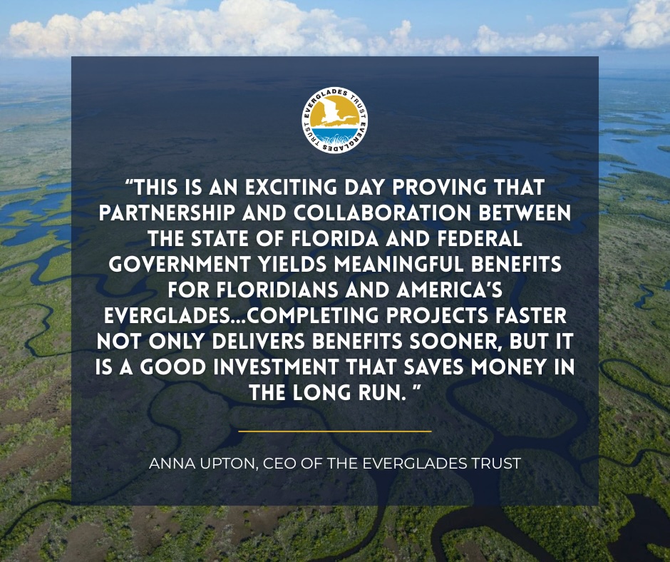 evtrust's tweet photo. .@SFWMD and @USACEHQ today signed a unique agreement to advance the final #EAAReservoir component and the Blue Shanty Flow Way. The state will now be able to advance these projects to align with the reservoir’s 2029 completion and be ready to help send more water south. https://t.co/IhzT0VGANu