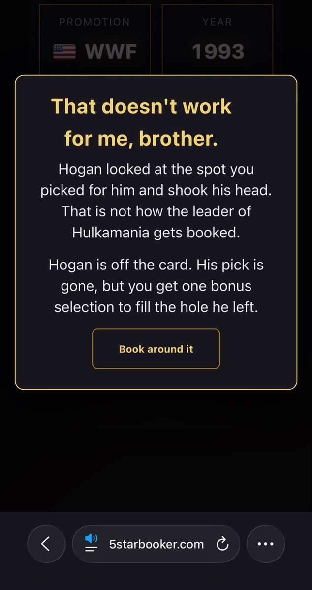YaBoiSquintz's tweet photo. tried putting hogan in semi main and this happen???? #5StarBooker https://t.co/ddqA9TQt6b