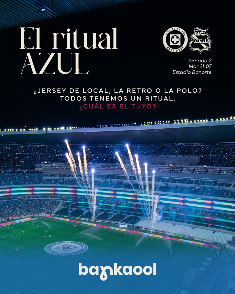 CruzAzul's tweet photo. Hoy juega La Máquina. 🚂💙

Y antes del partido hay una decisión importante…

¿Con qué playera vas a vivir el debut como local del campeón?

🔵 Jersey Local
👕 Polo de concentración
😮‍💨 La Retro

¡Cuéntanos tu elección!

Presentado por @BankaoolMex https://t.co/Oc2MlYo7ib