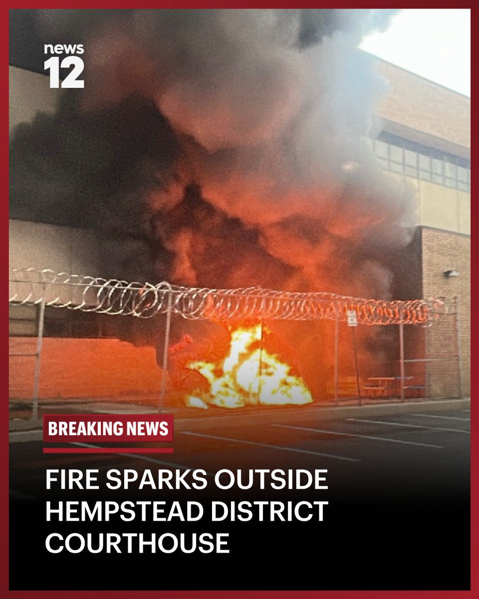 News12's tweet photo. BREAKING NEWS: An electrical fire broke out outside the Hempstead District Courthouse. - https://t.co/gHx5tqF5ex

#News12NY #BreakingNews https://t.co/DJxq9MPjTR
