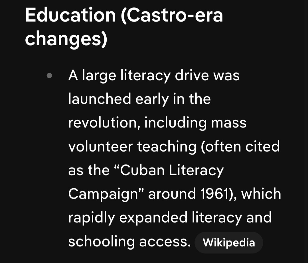 CousinItt_00's tweet photo. @BagSix @ColonelTowner He wasn't a 'communist' he was a nationalist, who in a relatively short period of time, increased literacy, education &amp; health care. Cuban hospitals are top notch (when we're not sanctioning their fuel &amp; supplies of course) They even have a world renowned ballet. https://t.co/qr2XAFIUBS