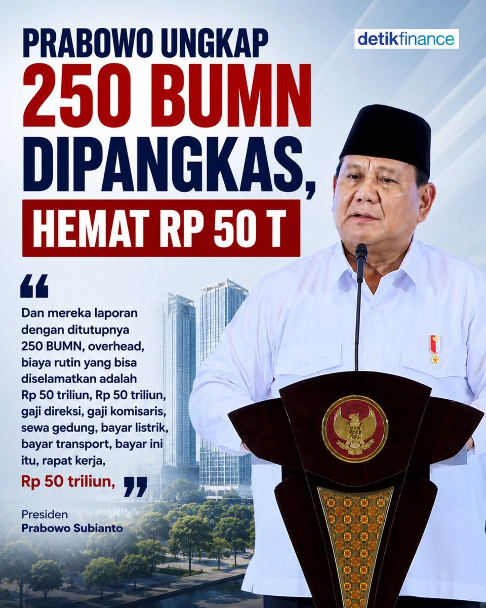 MadmoonRk's tweet photo. efisiensi lewat Danantara membawa hasil nyata. Konsolidasi 250 BUMN berpotensi menghemat hingga Rp50 triliun untuk kepentingan bangsa. #SemuaUntukBangsa https://t.co/BK6QSNawbk