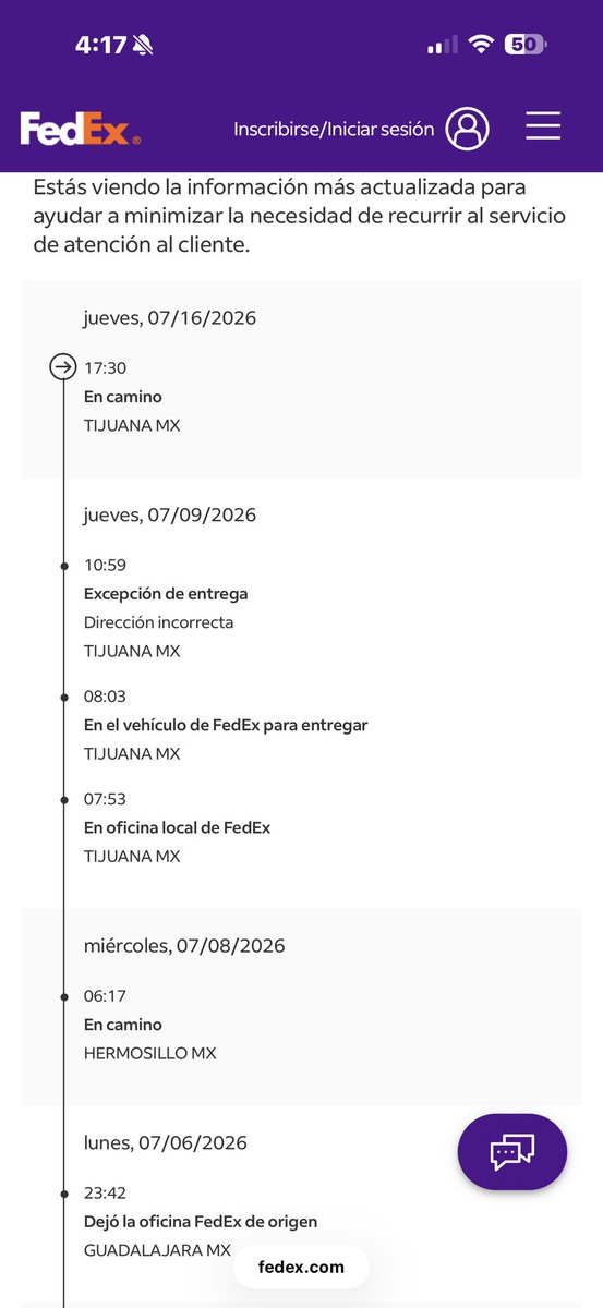 jorgefceballos's tweet photo. Que onda con @MexicoFedex desde el 9 de julio se hizo un intento de entrega y por falta de info mandaron mi paquete a bodega, marco a diario y solo me dicen que solicitarán se saque a reparto, hoy marque y me dicen que ni se ha entregado por falta de personal en Tijuana 🫠 https://t.co/6etCG3HPie