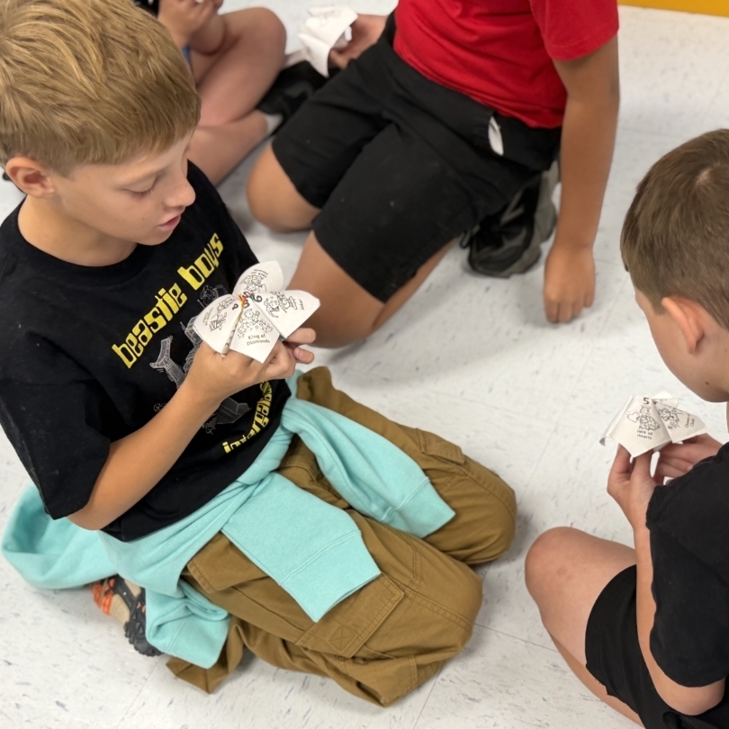 NAUES2024's tweet photo. Fourth graders in Mrs. Budreauโs class made multiplication practice fun! ๐งฎโ๏ธ Students colored and folded multiplication fortune tellers, then partnered up to practice their math facts using the interactive โfun flaps.โ ๐๐๐ฌ #NAUES #FourthGrade #MathIsFun https://t.co/odiemDkKFe