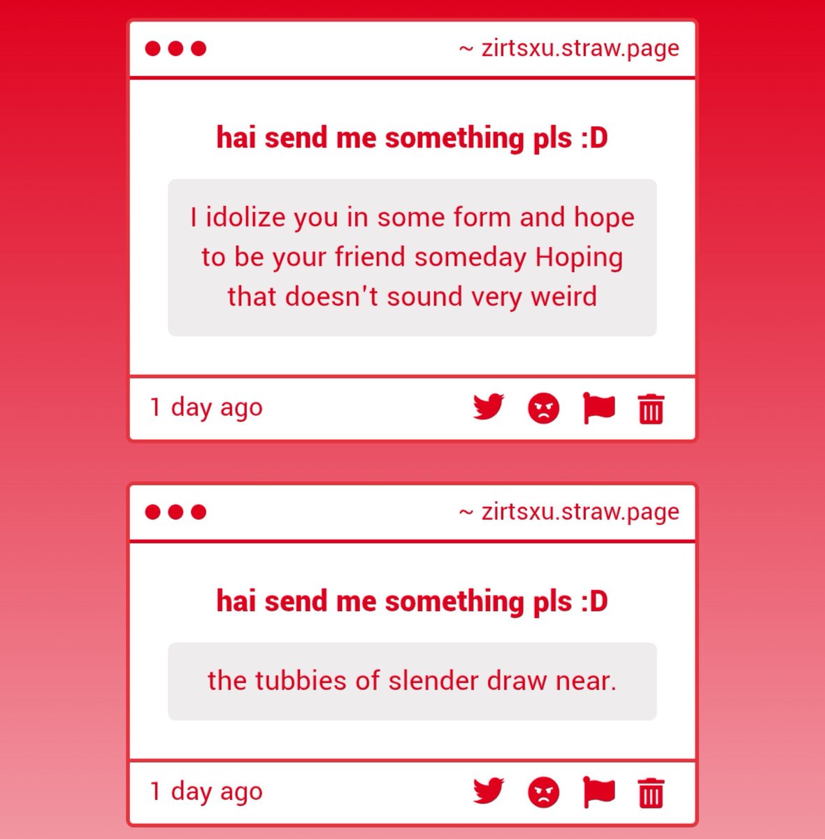 zirtsxu7267's tweet photo. checking my gimmicks

1. boi why did you lie to meeeee

2. anything on mobile is pain

3. oughh this is a tough decision... both are gem, hmm....

4. i know i just really need luck but ty anon

5. pls dm me it's always nice to have a new friend...

6. some kind of slendytubbies.. https://t.co/K4H6WMY78E